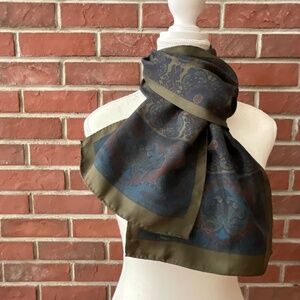 Ginnie Johansen Vintage1989 Floral Print Silk Signed Scarf 10”x60” Made in Japan
